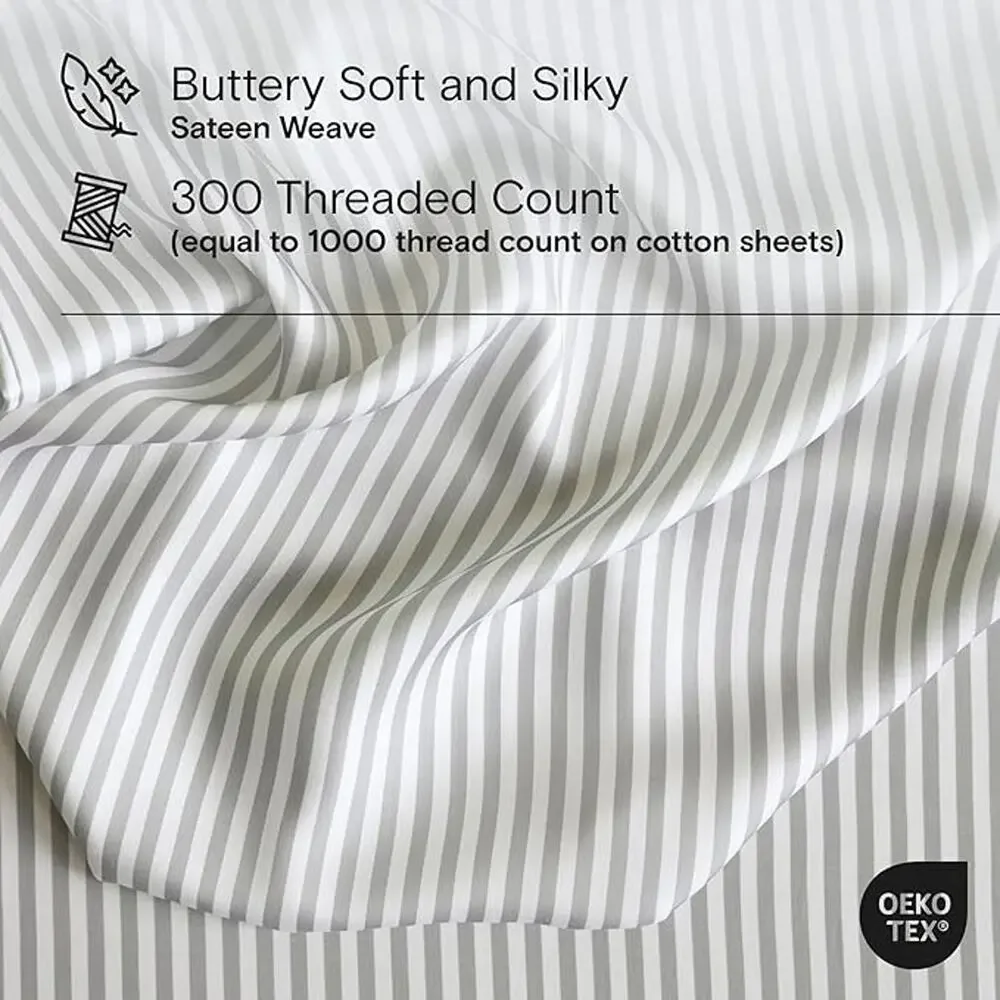 NWT DOZ Duvet Sheet Set 100% Viscose 2 Pillowcases 1 Fitted Sheet Stripe King